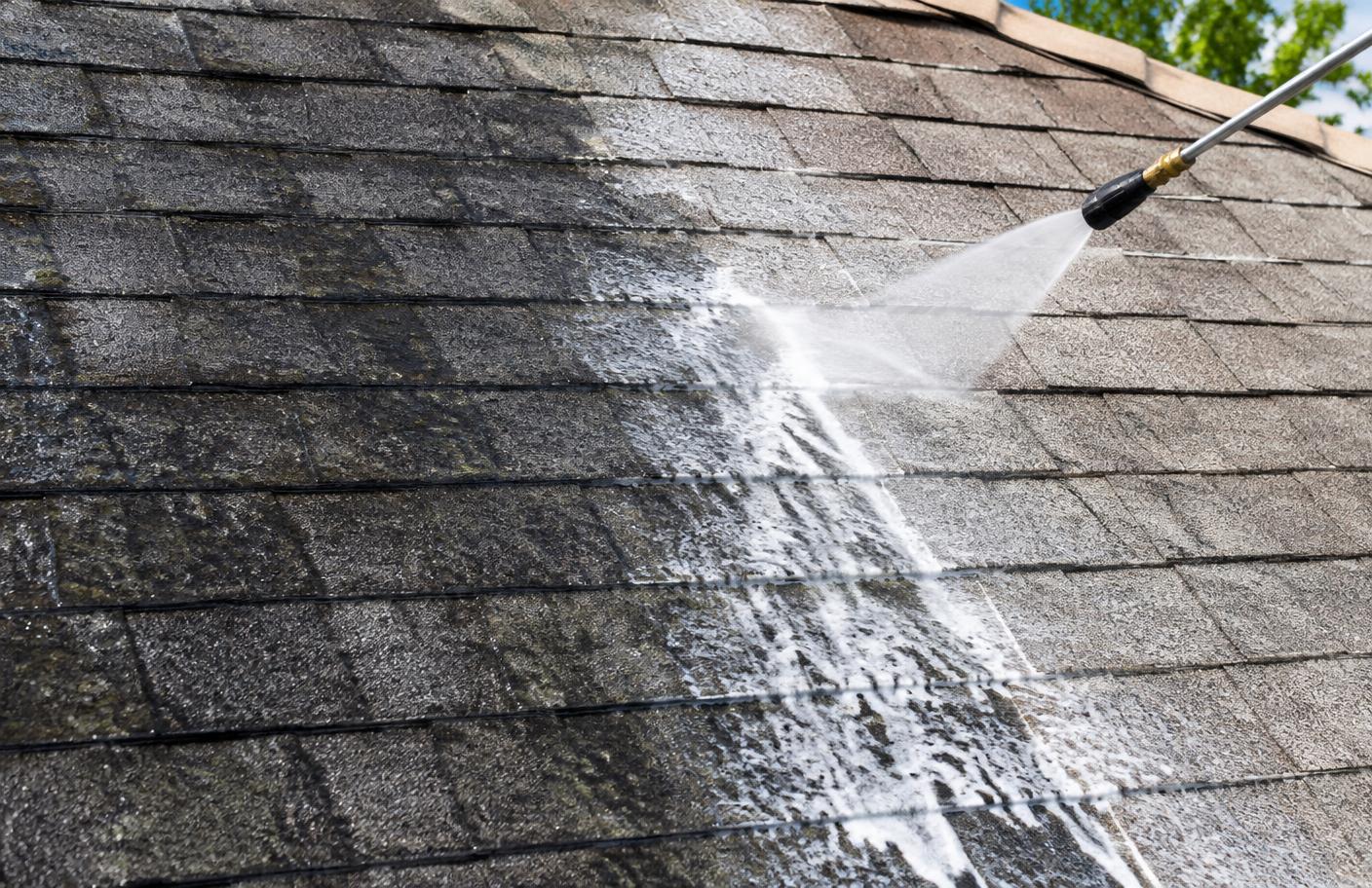 Roof Washing professional finished result